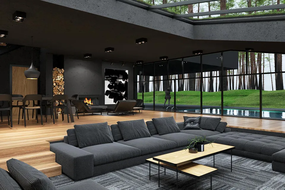 Matte Black Villa in Harriman State Park, New York