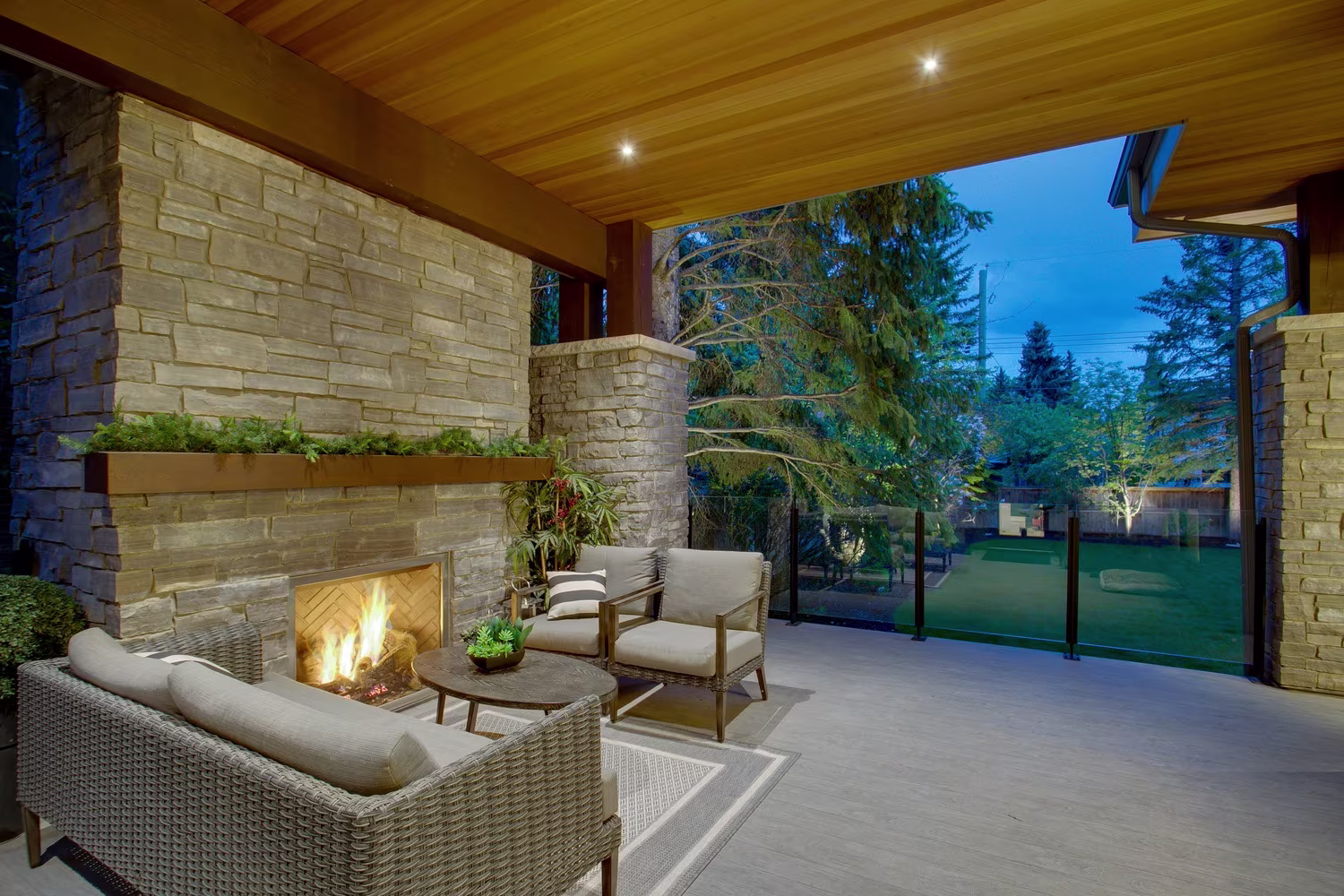 Backyard of a house filmed for a Richard Lobsinger Real Estate video, showcasing the outdoor space.