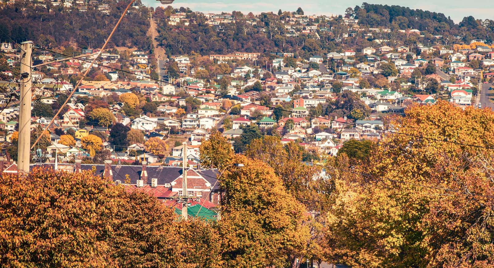 An autumn view of Launceston, Tasmania.