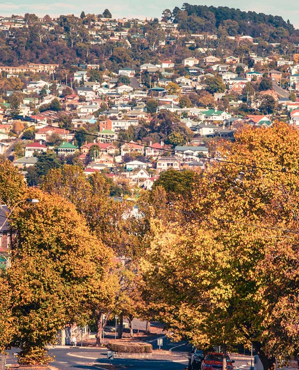 An autumn view of Launceston, Tasmania.