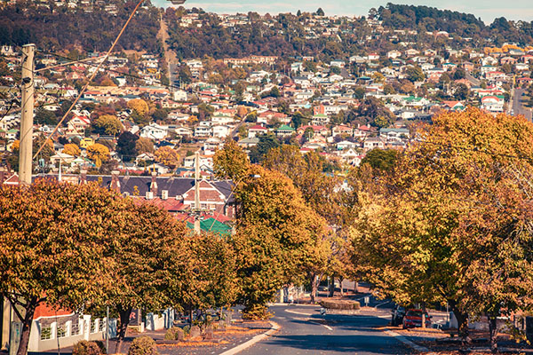 An autumn view of Launceston, Tasmania.