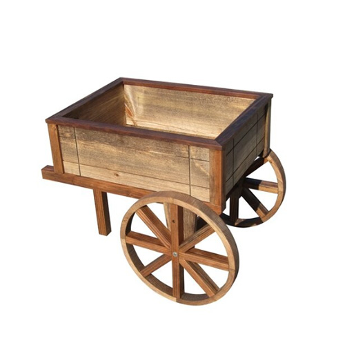 Wood garden decorative cart