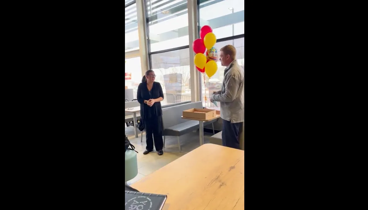 mike speaking to camera