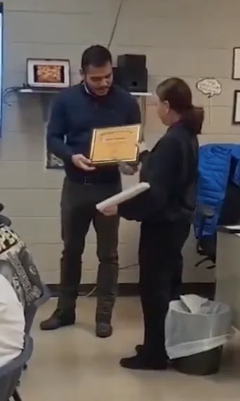 mike speaking to camera