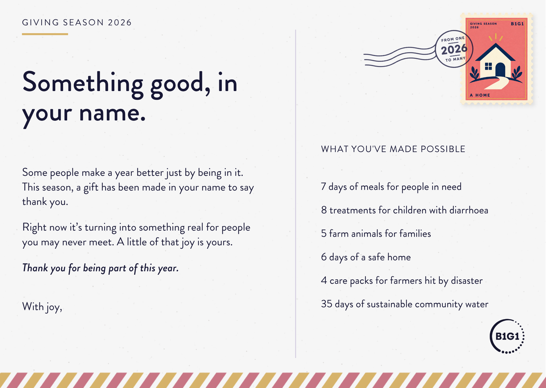 Back of the postcard for A Gift for a Home