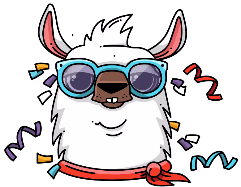 Llama celebrating
