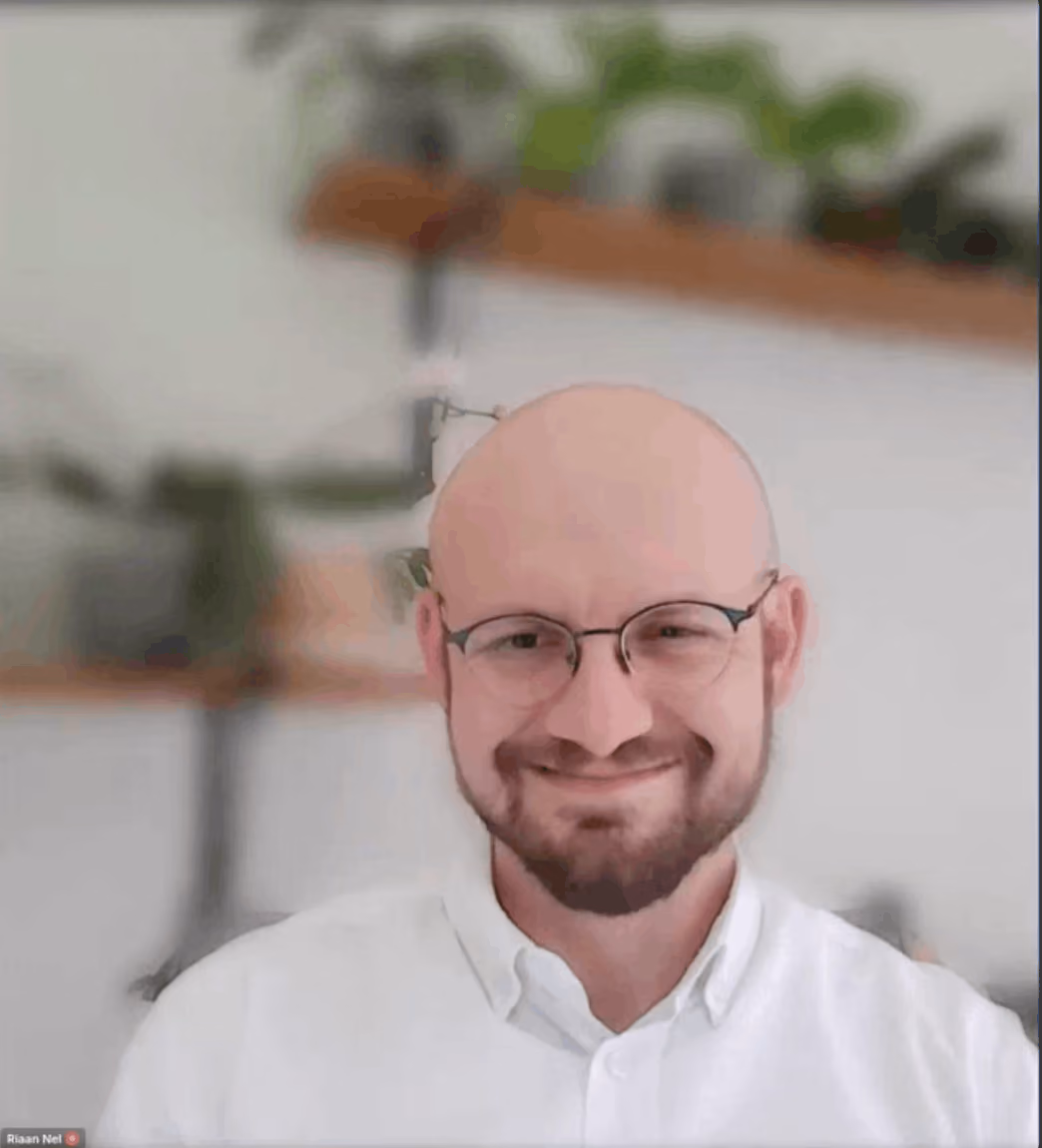Riaan, screenshot from webinar