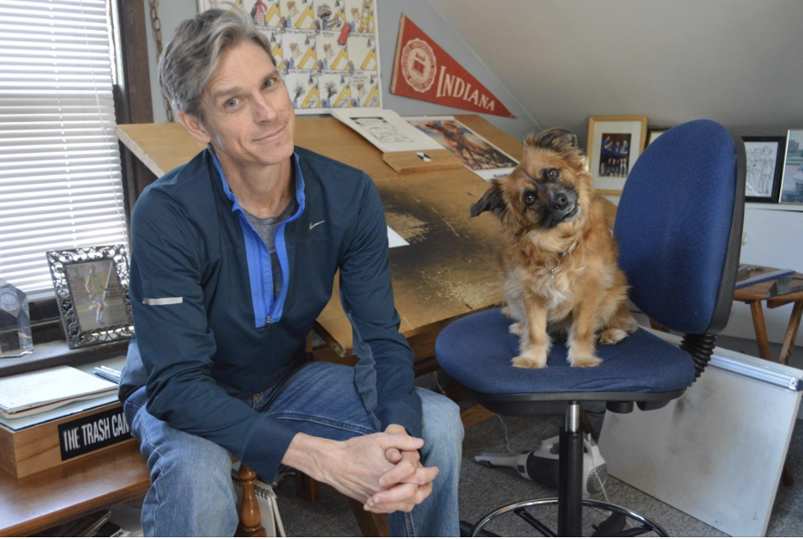 Dave Coverly pictured with his dog