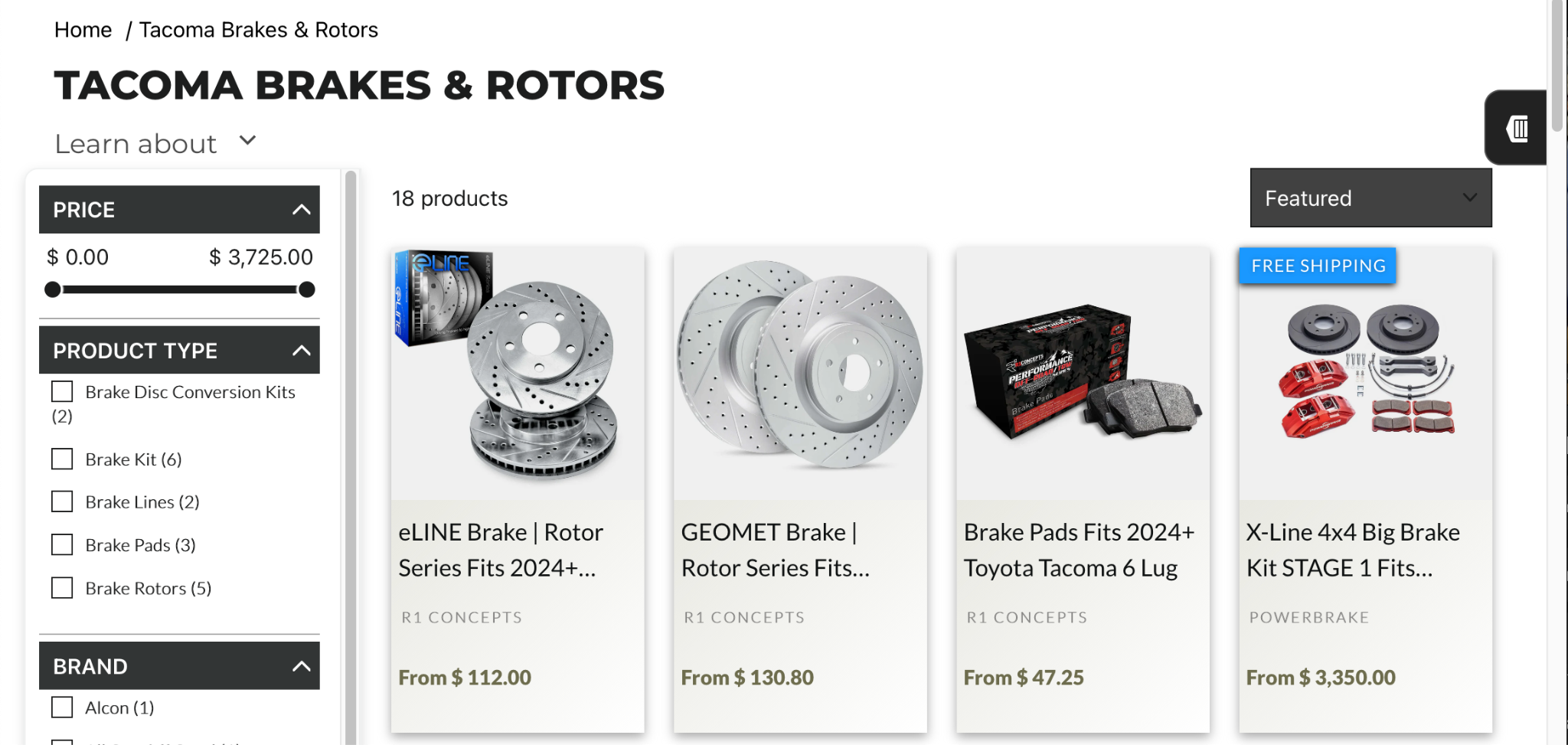 tacoma brakes category page