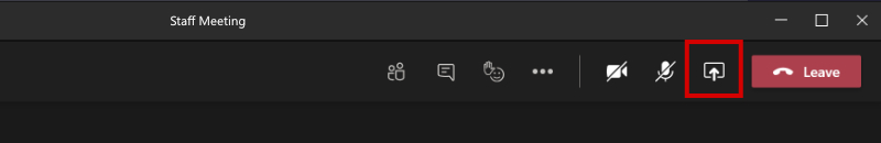 Image of the 'Share Screen' button in Microsoft Teams.