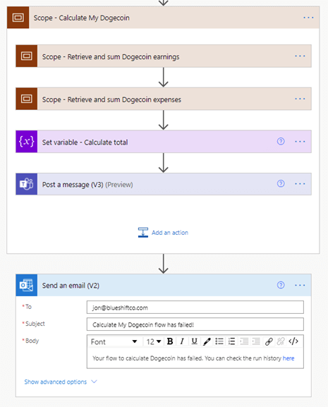 Image of adding a handler to a flow in Power Automate.