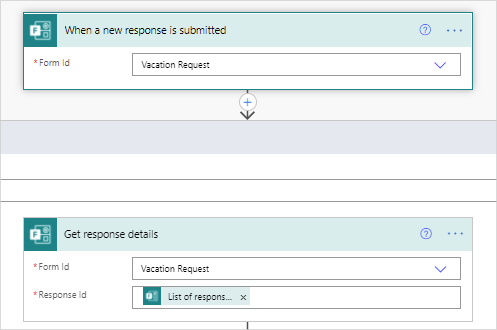 Image of a vacation request approval flow created in Power Automate.