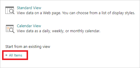 Image of the 'All Items' link in SharePoint Site Settings.