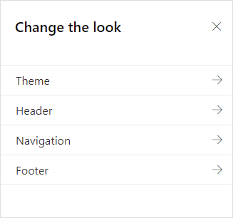 Image of the Change the Look menu in SharePoint Onliine.