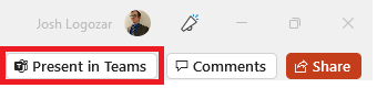 The new 'Present in Teams' button in Microsoft PowerPoint.