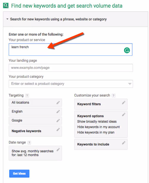 Google AdWords Keyword Planner