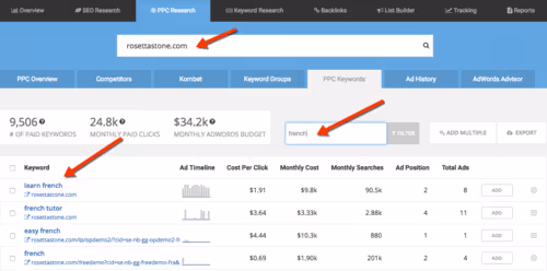 SpyFu PPC Research Tool