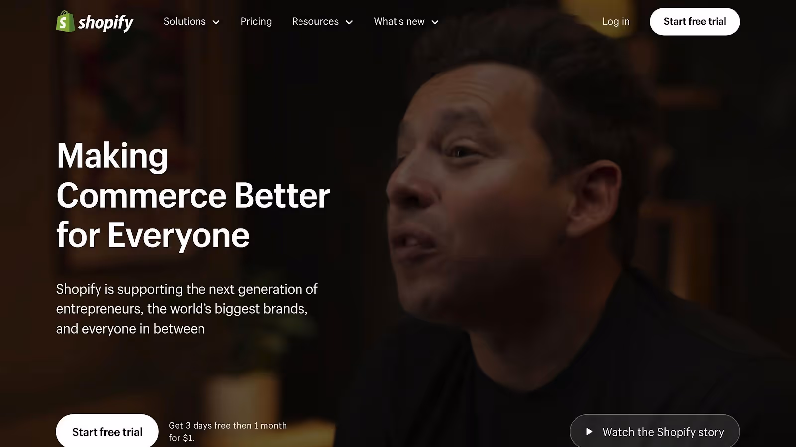 Shopify Homepage Screenshot