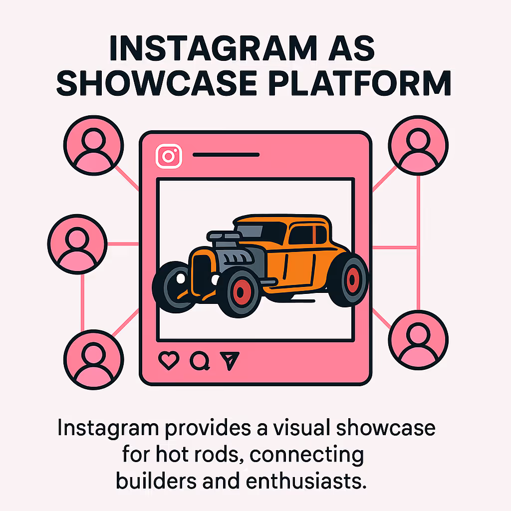 Instagram serves as the primary showcase platform for the hot rod community.