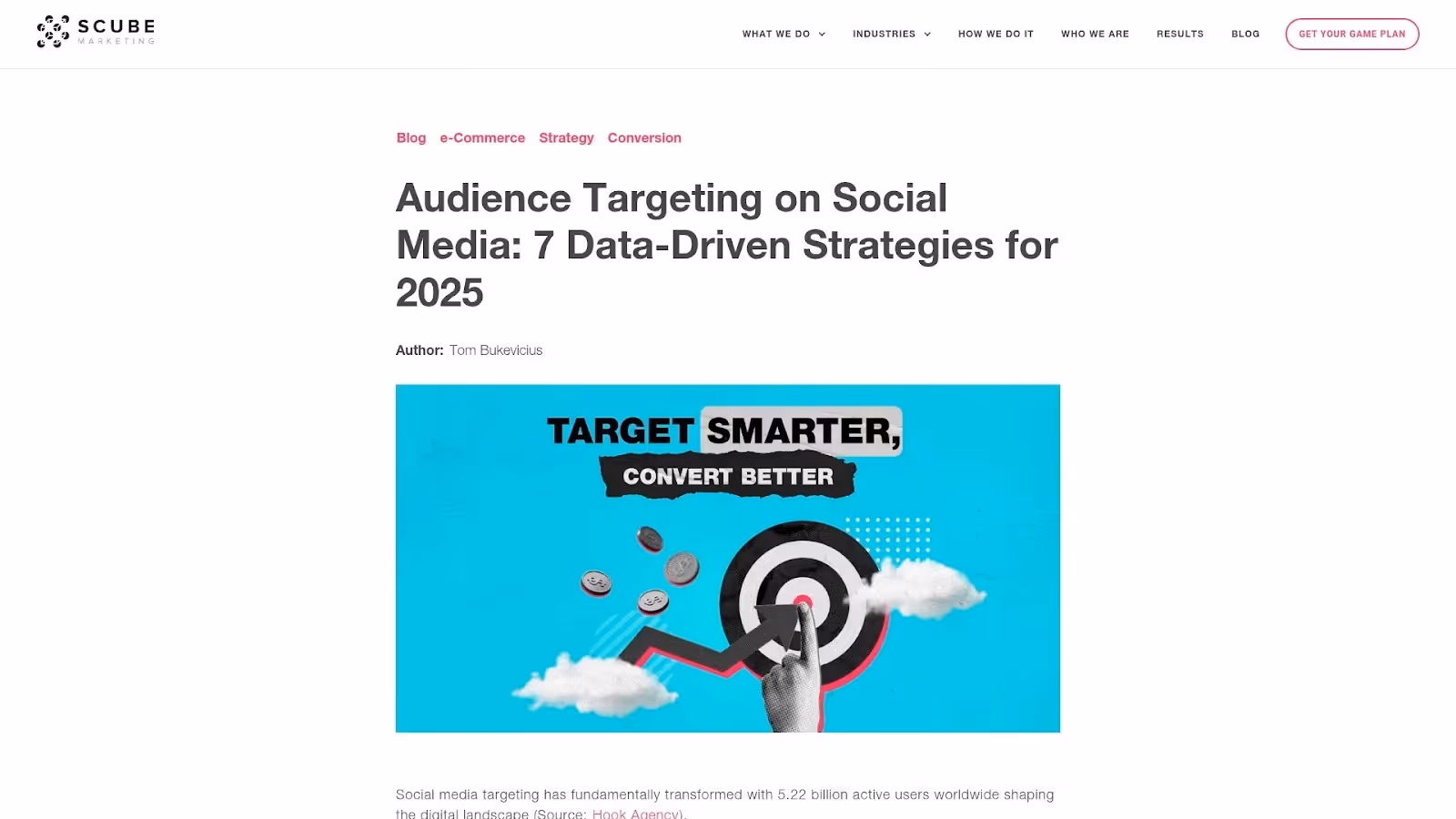 Screenshot of https://www.scubemarketing.com/blog/audience-targeting-social-media-strategies-2025