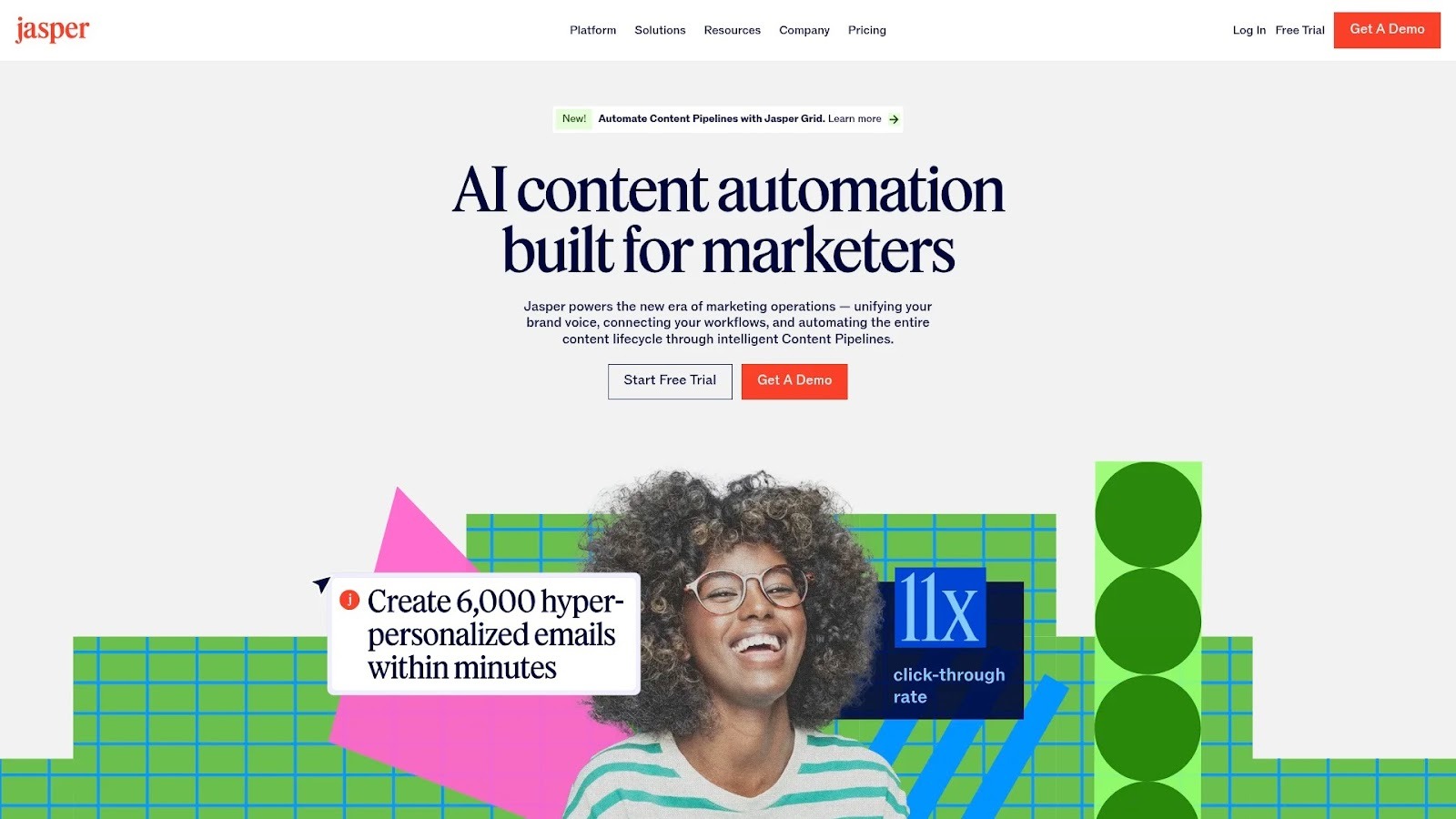 Screenshot of https://www.jasper.ai