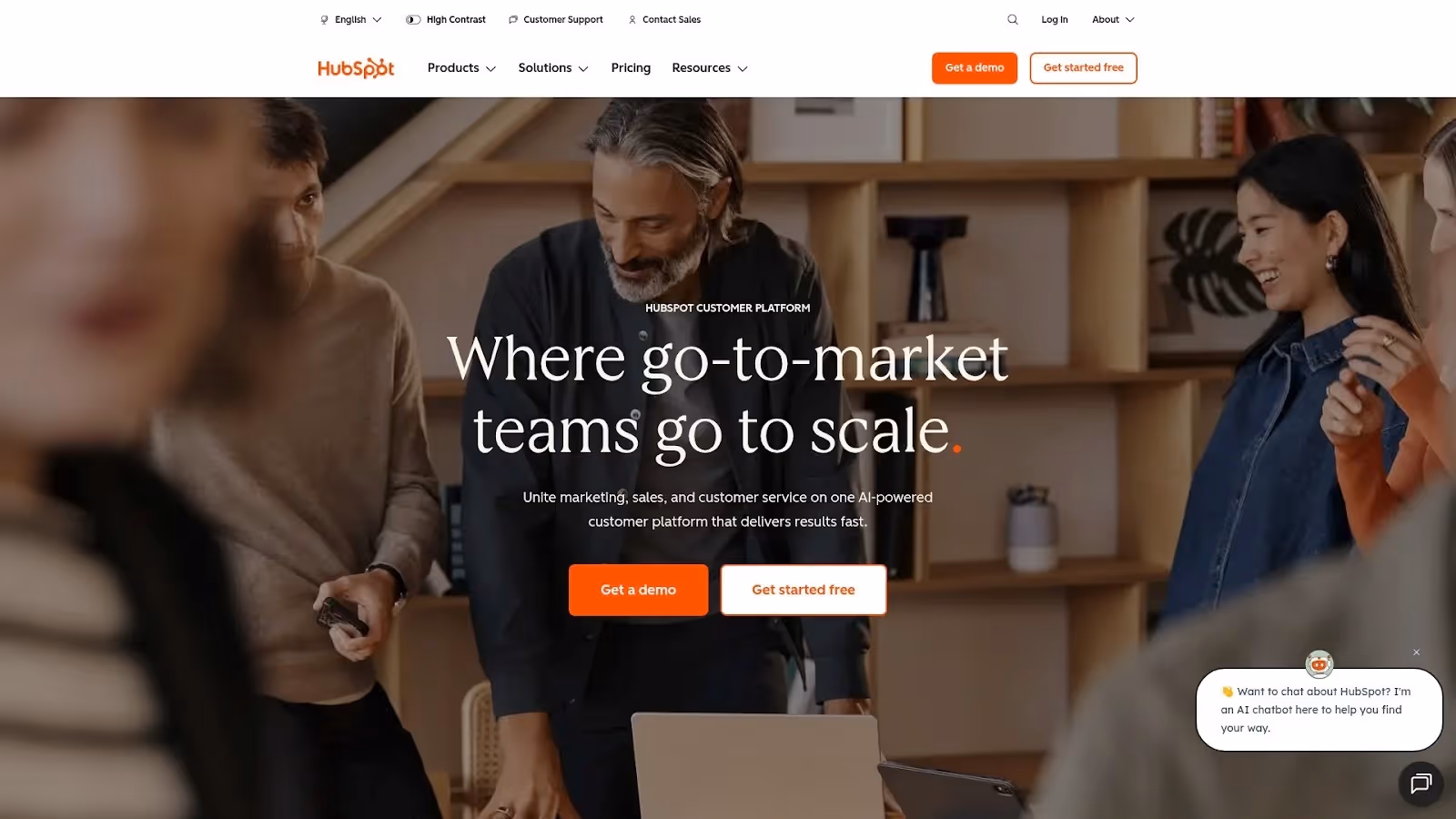 Screenshot of https://www.hubspot.com