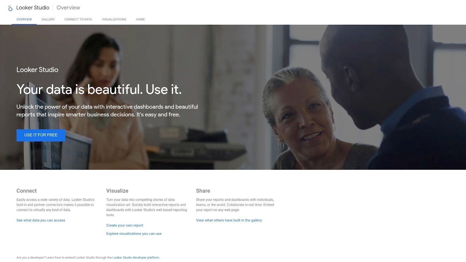 Screenshot of https://datastudio.google.com
