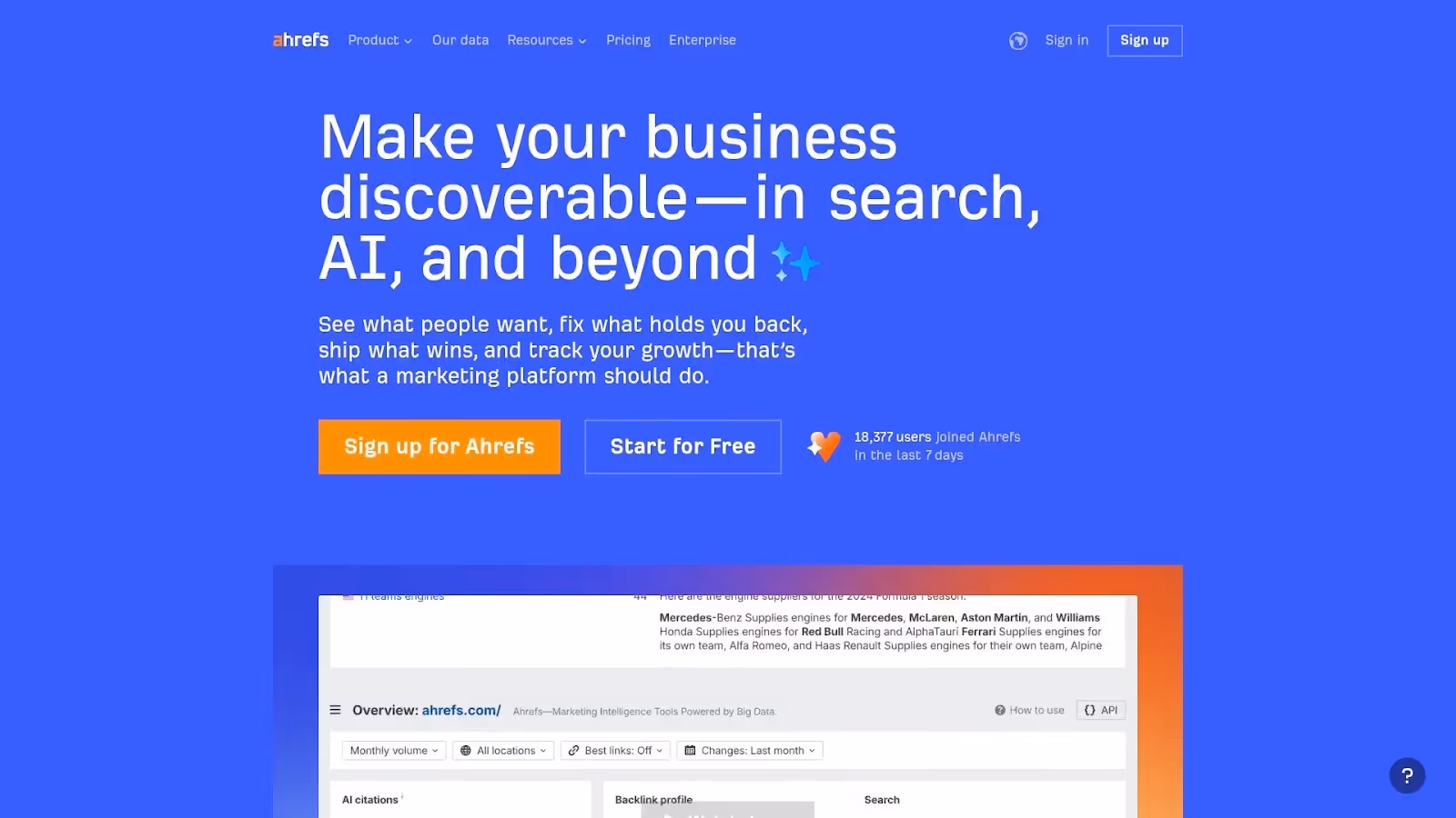 Screenshot of https://ahrefs.com