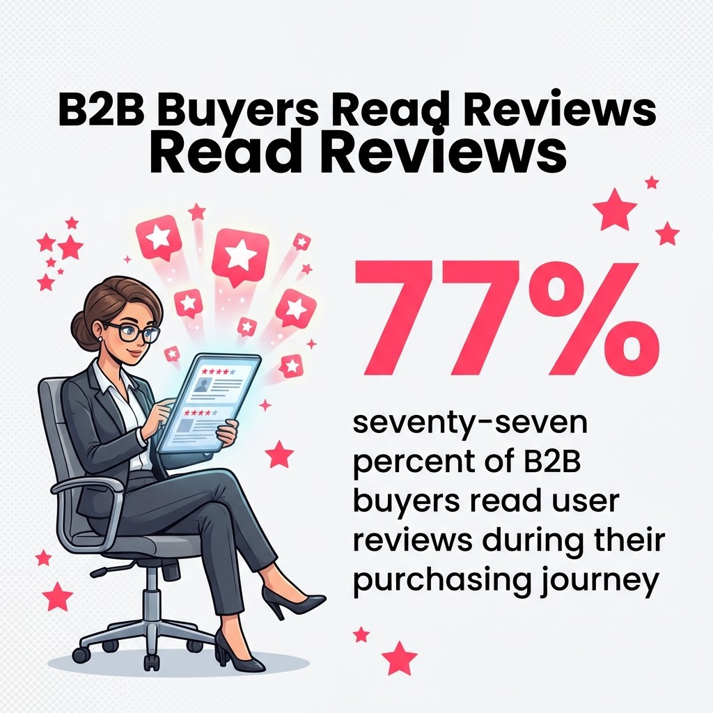  77% of B2B buyers read reviews—social proof and case studies influence supplier selection.