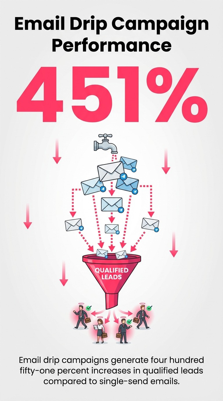  Well-structured drip sequences can drive 451% more qualified leads than one-off emails.