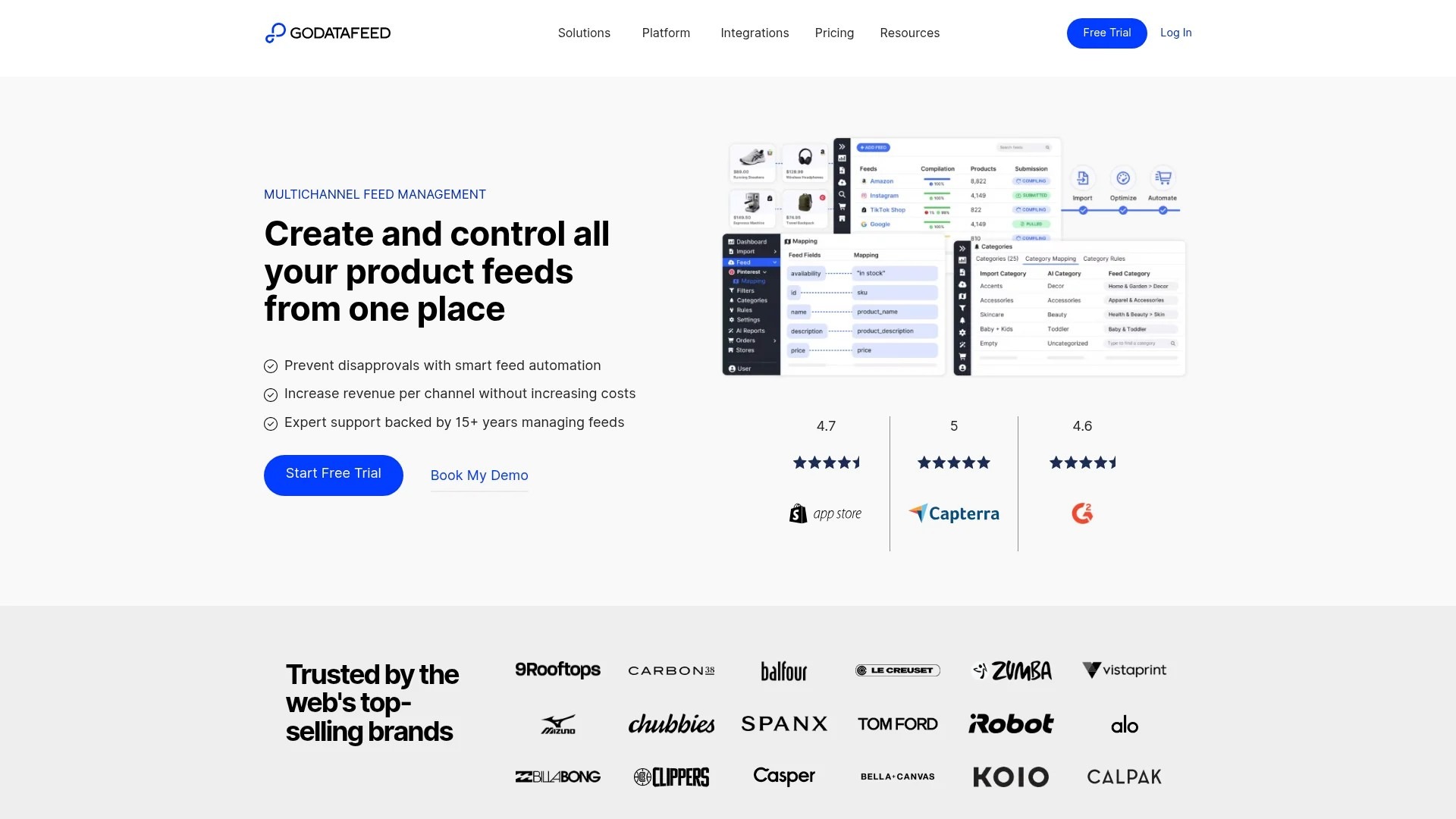 Screenshot of https://www.godatafeed.com
