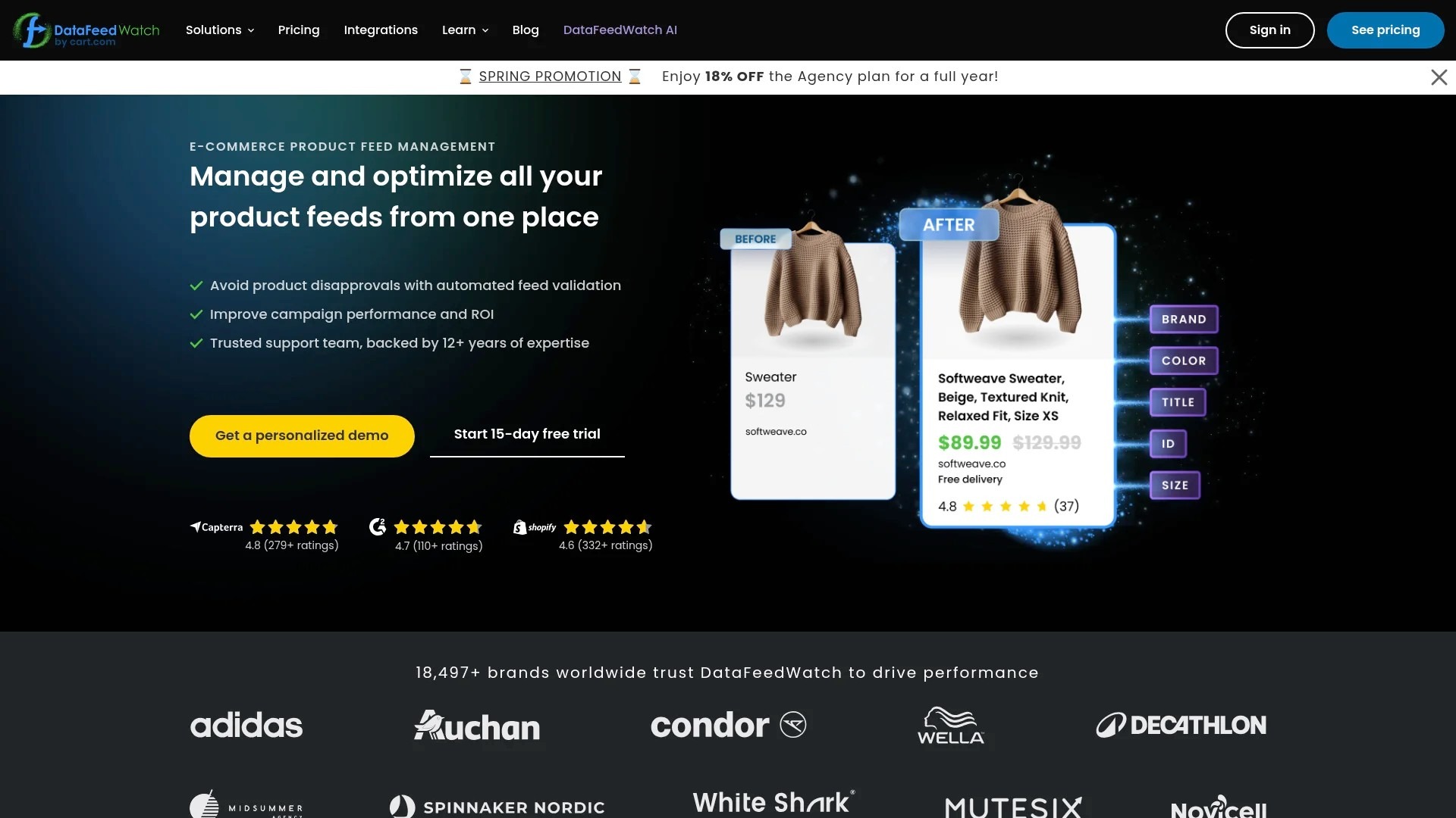 Screenshot of https://www.datafeedwatch.com