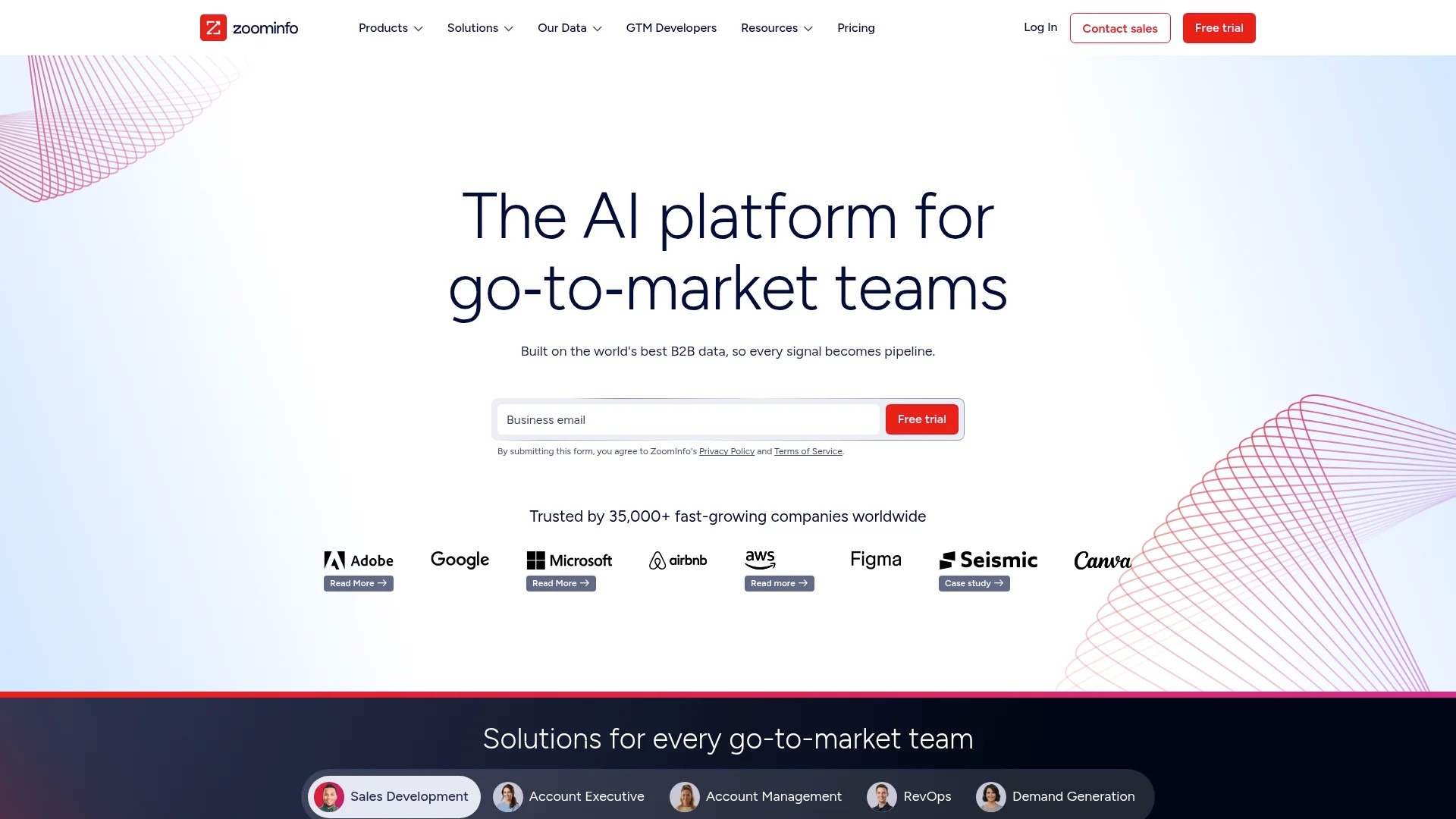 Screenshot of https://www.zoominfo.com