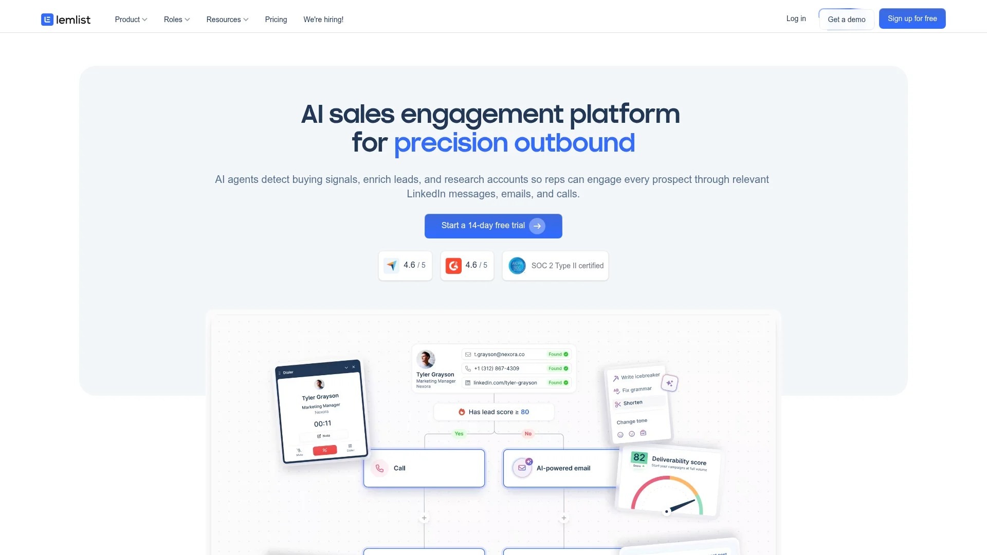 Screenshot of https://www.lemlist.com