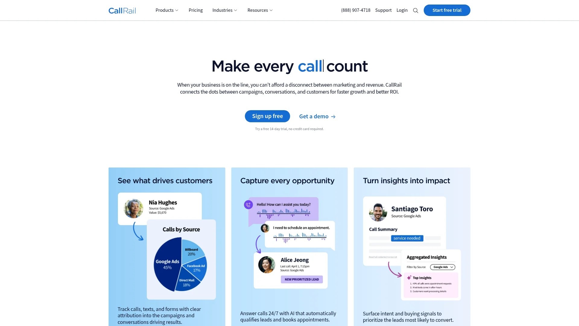 Screenshot of https://www.callrail.com