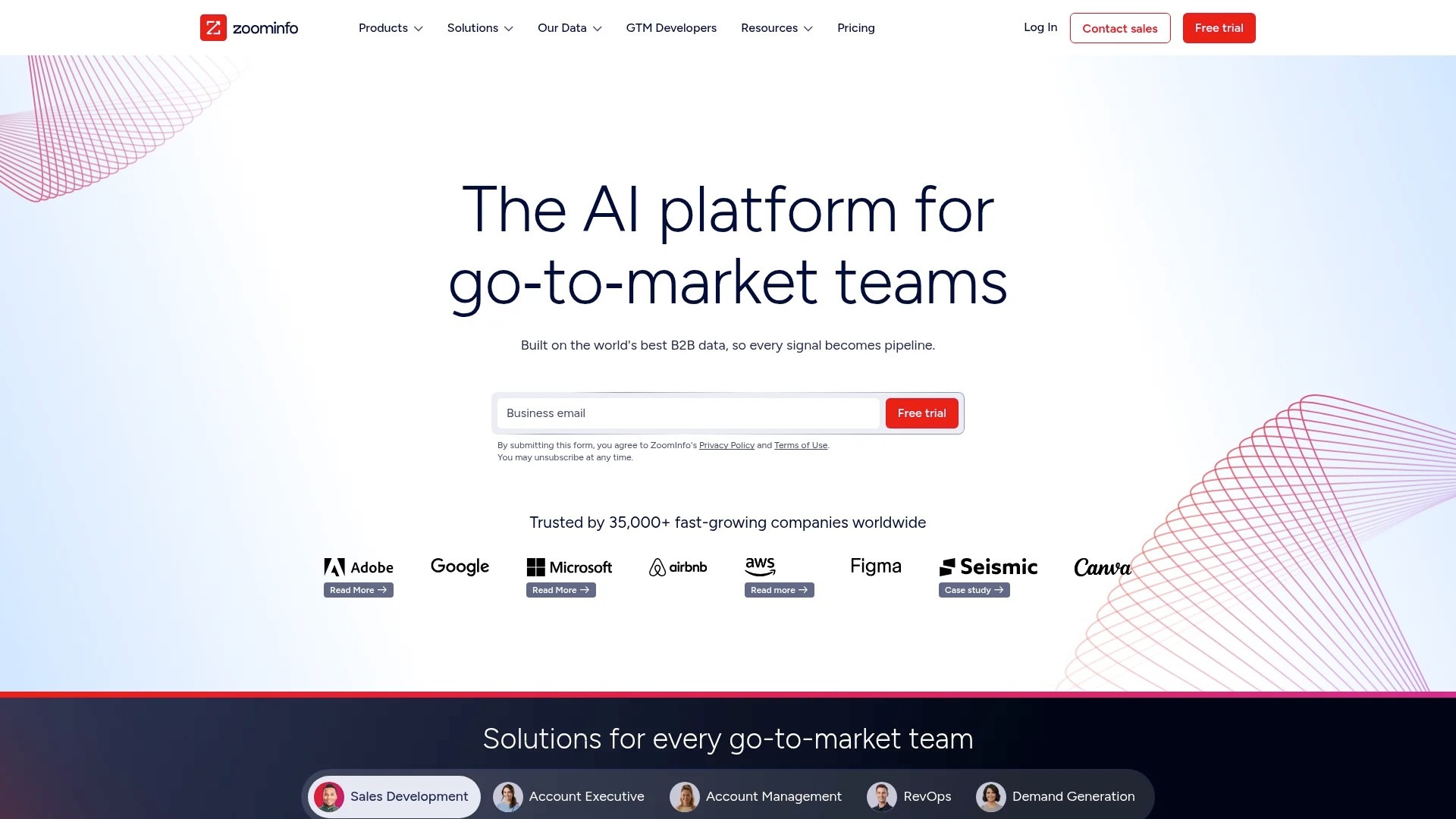 Screenshot of https://www.zoominfo.com