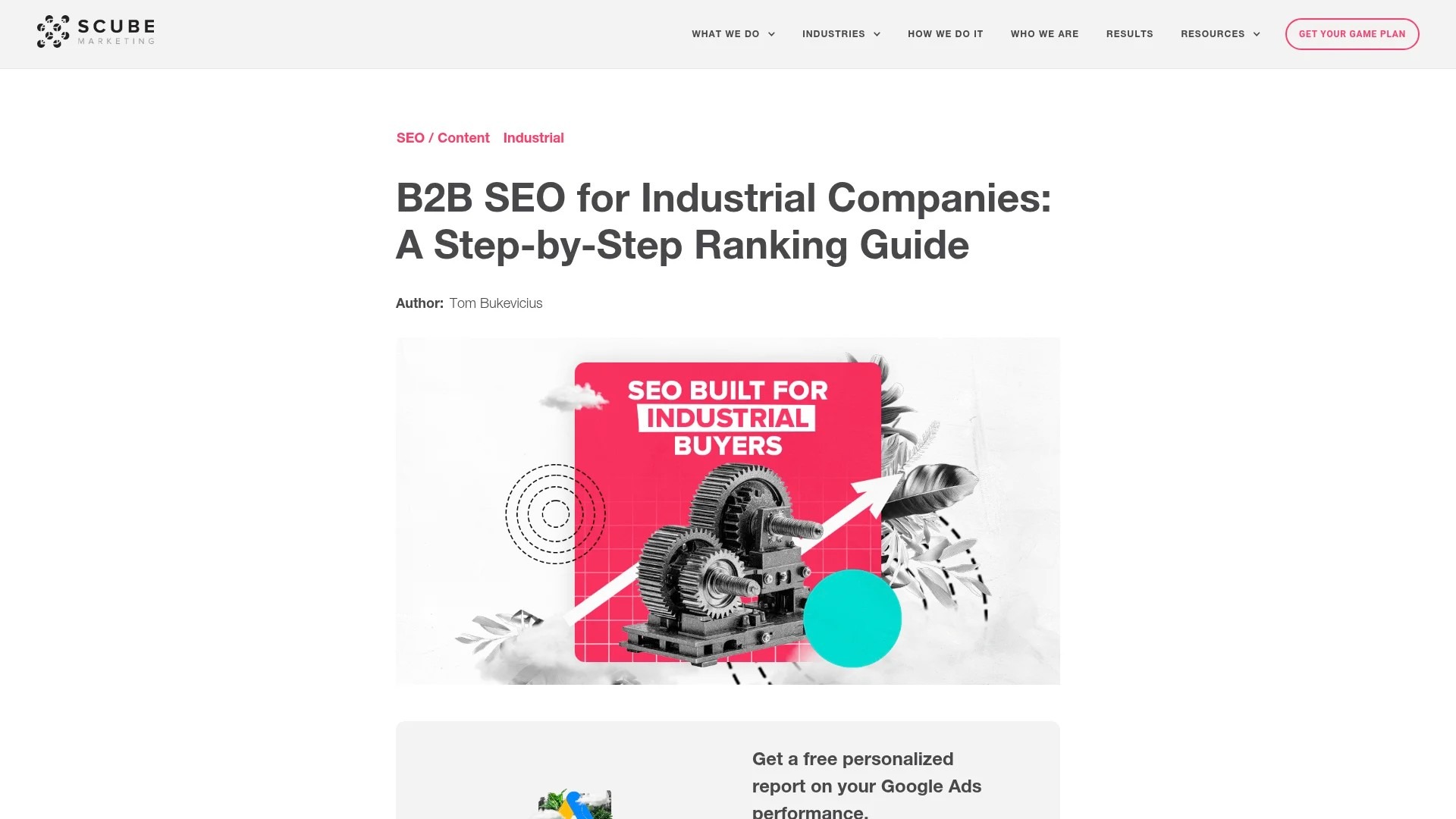 Screenshot of https://www.scubemarketing.com/blog/b2b-seo-for-industrial-companies-a-step-by-step-ranking-guide