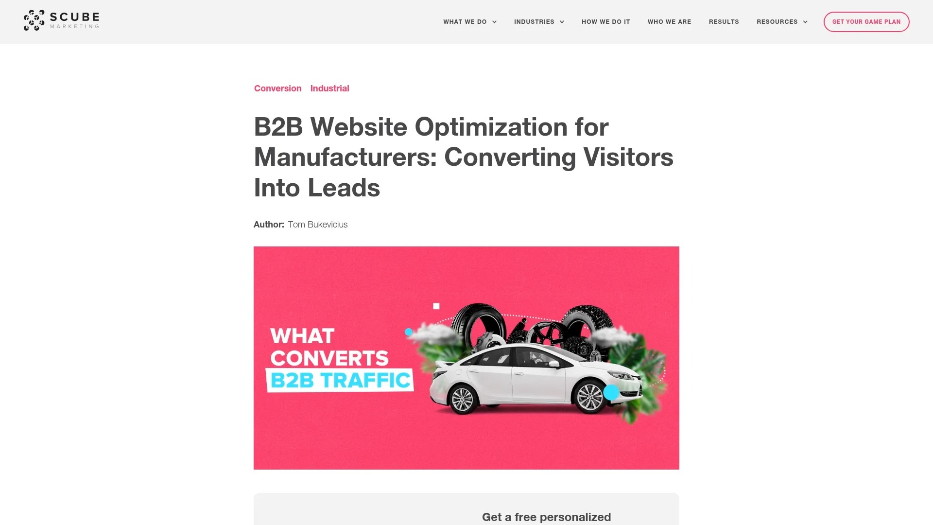 Screenshot of https://www.scubemarketing.com/blog/b2b-website-optimization-manufacturers