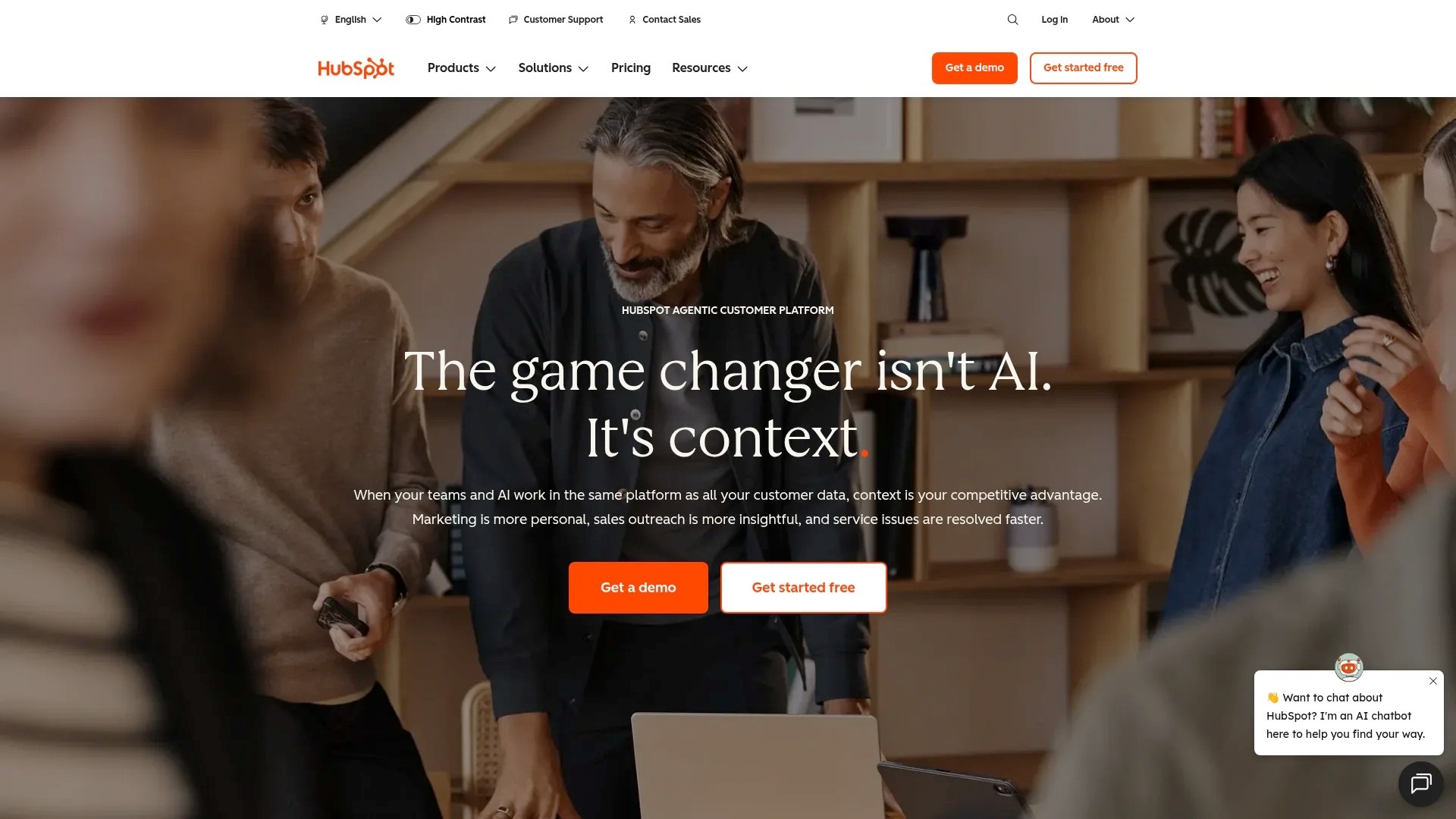 Screenshot of https://www.hubspot.com