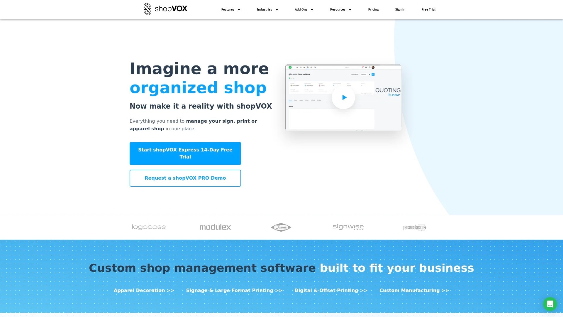 Screenshot of https://www.shopvox.com