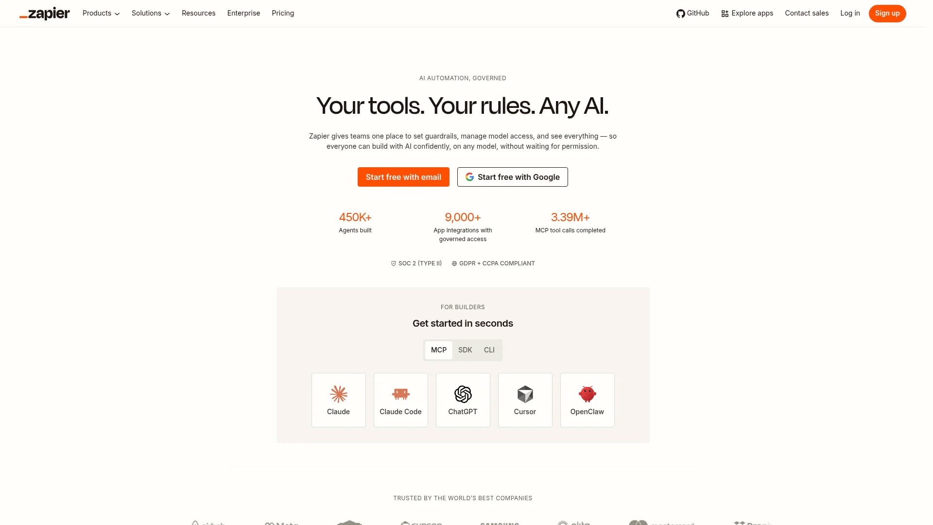 Screenshot of https://zapier.com