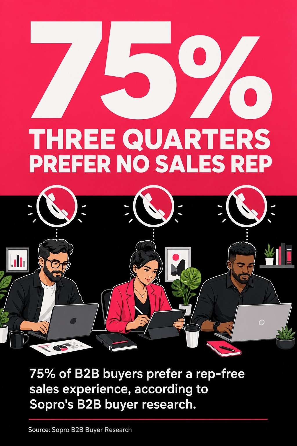 Three Quarters Prefer No Sales Rep