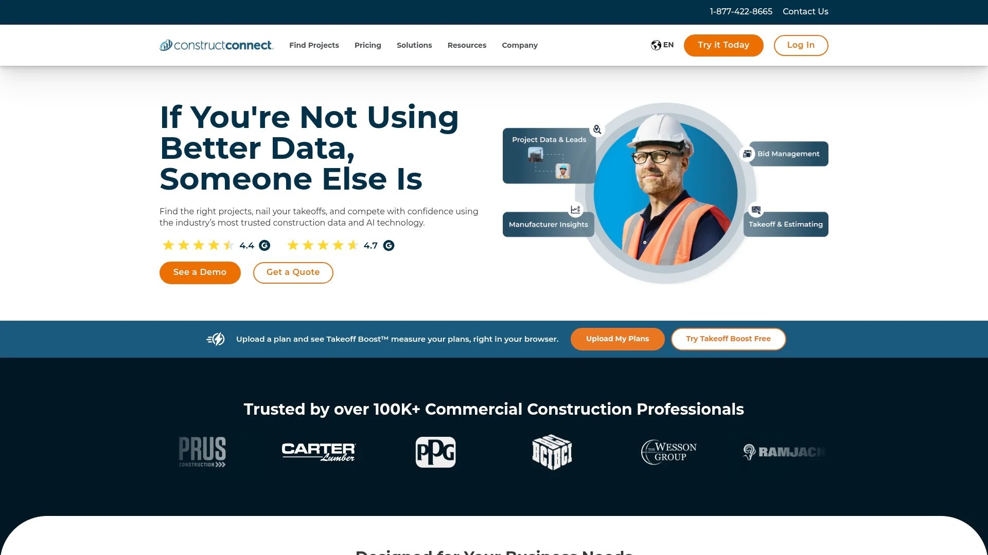 Screenshot of https://www.constructconnect.com/