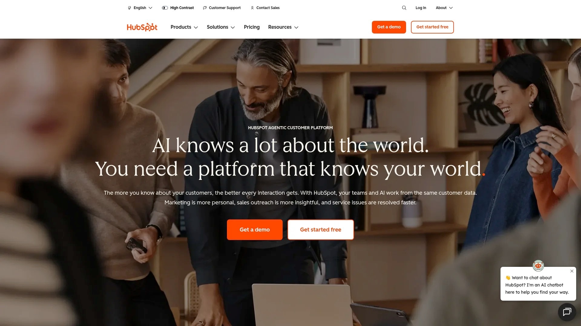 Screenshot of https://www.hubspot.com/