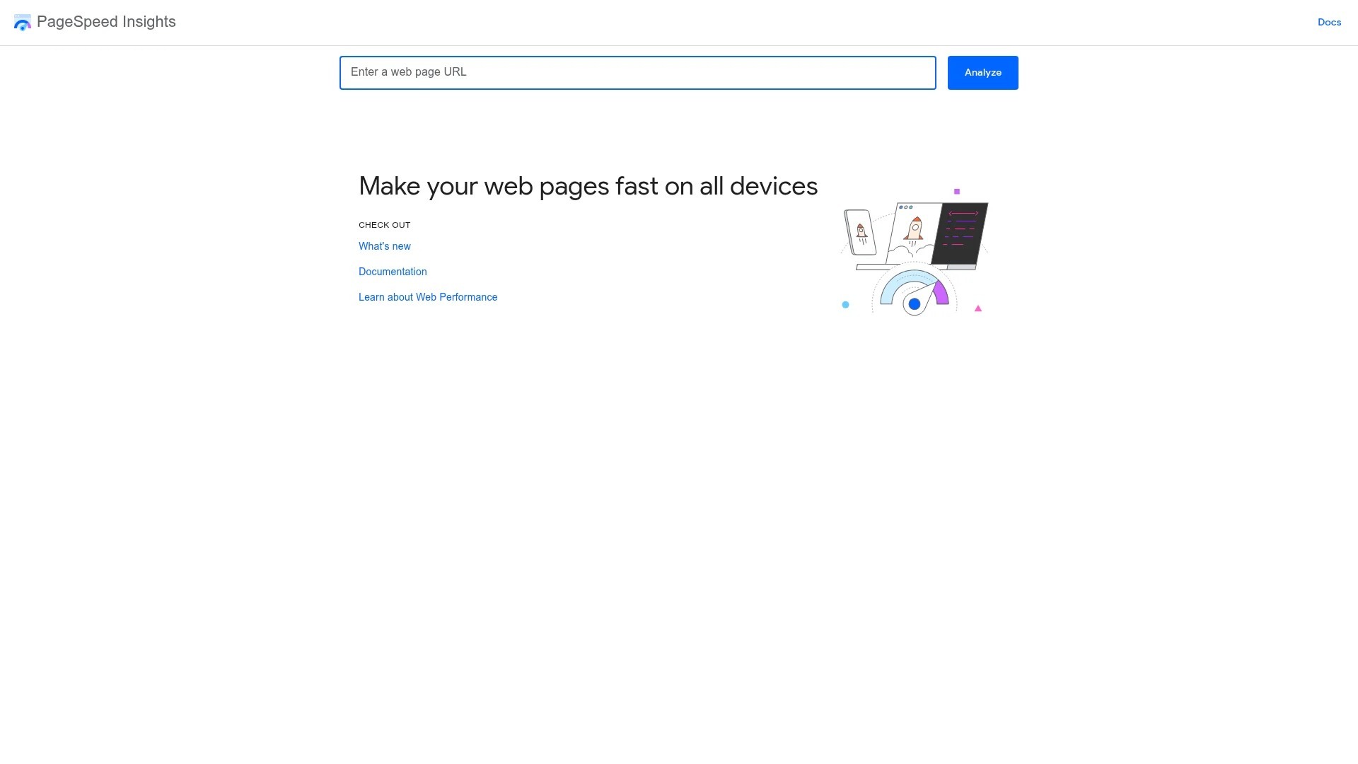 Screenshot of https://pagespeed.web.dev/