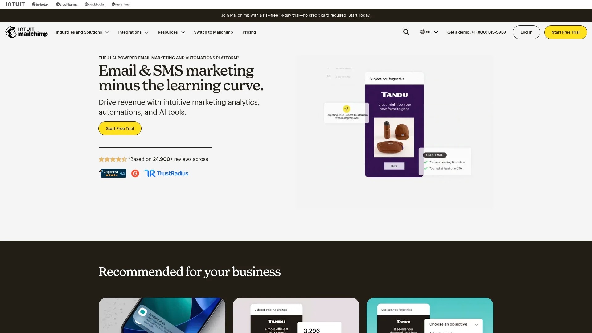 Screenshot of https://mailchimp.com