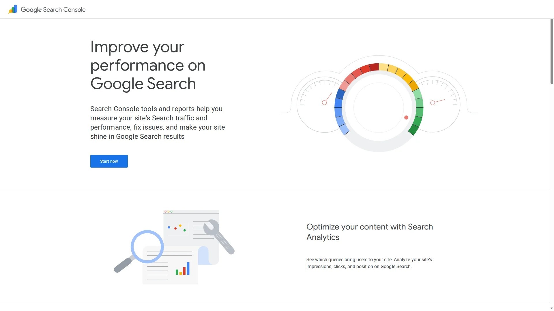 Screenshot of https://search.google.com/search-console/about
