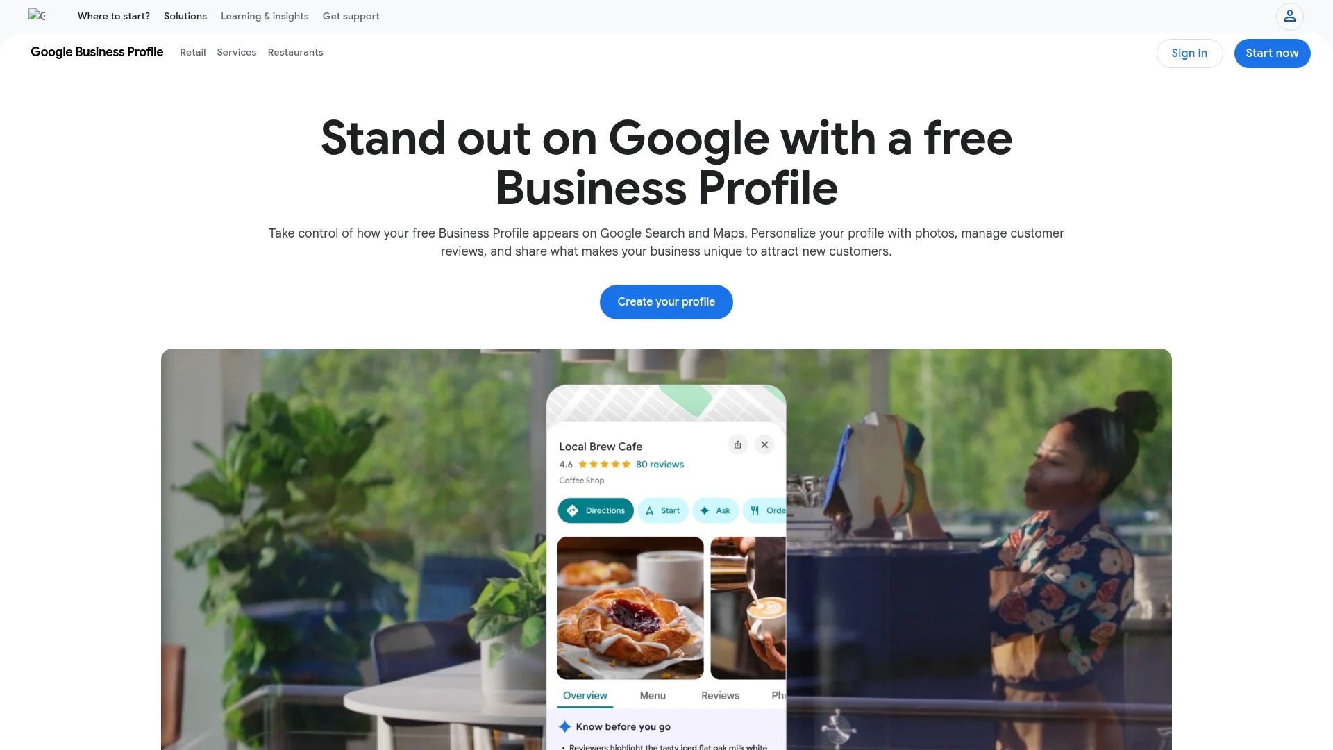 Screenshot of https://business.google.com