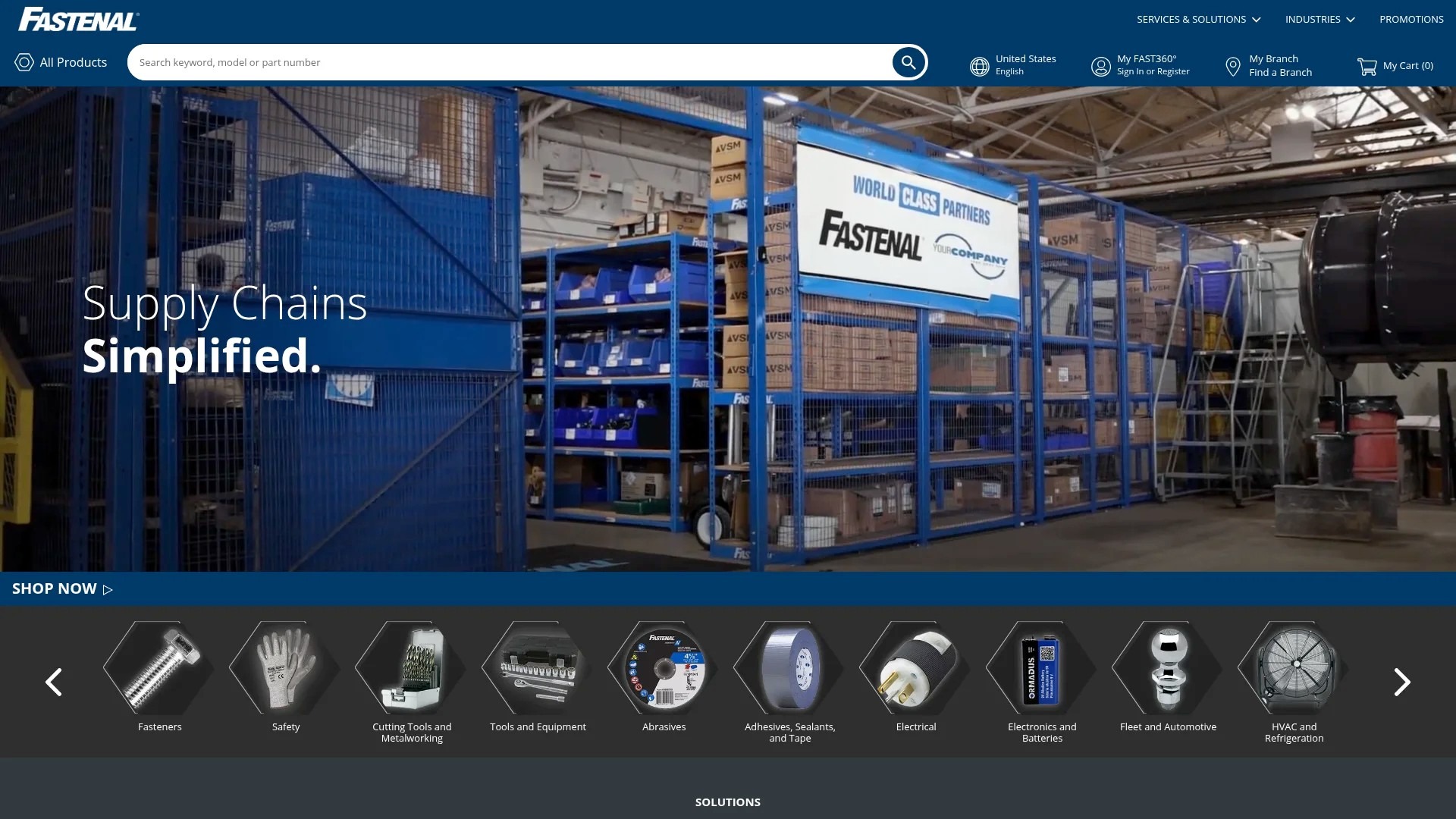 Screenshot of https://www.fastenal.com