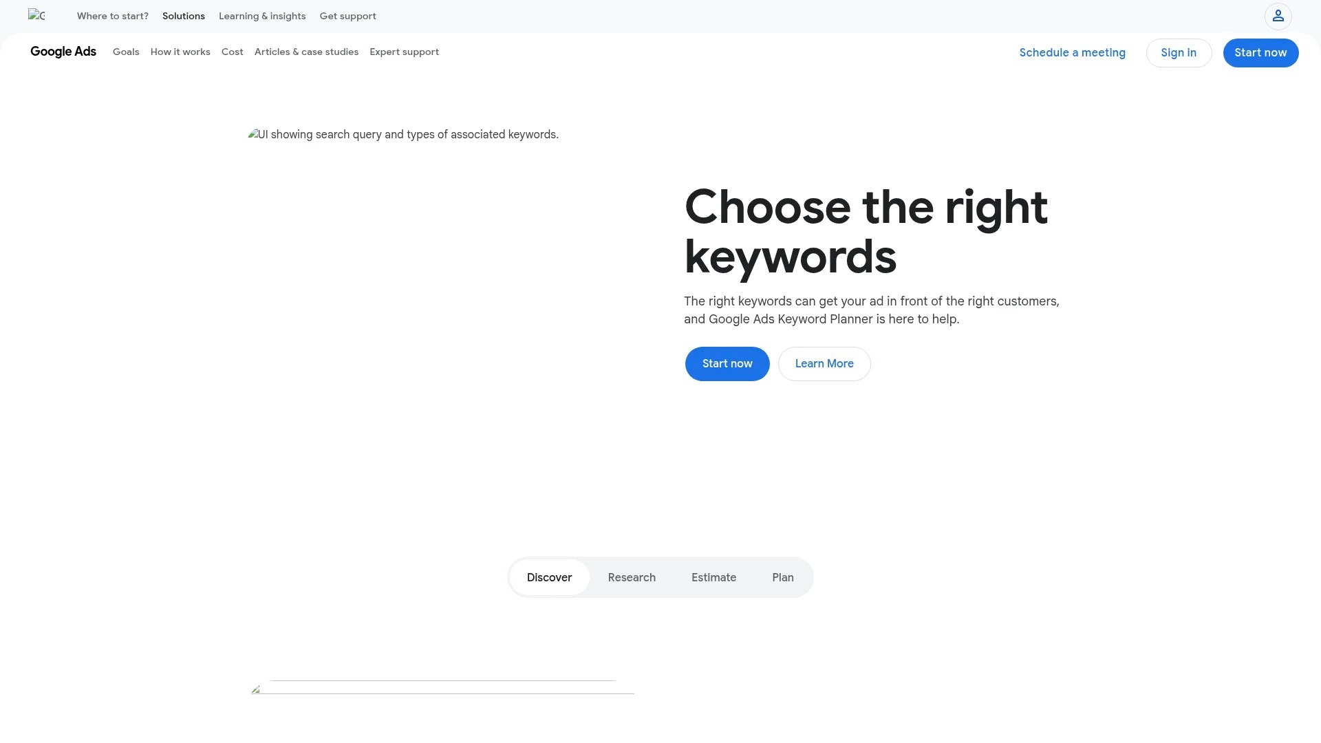 Screenshot of https://ads.google.com/home/tools/keyword-planner/